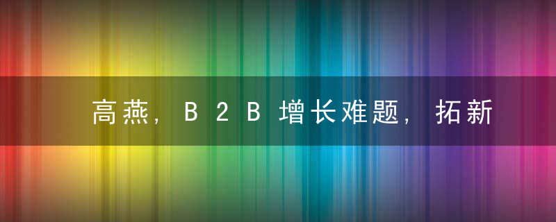 高燕,B2B增长难题,拓新获客的系统化思考（上篇）,