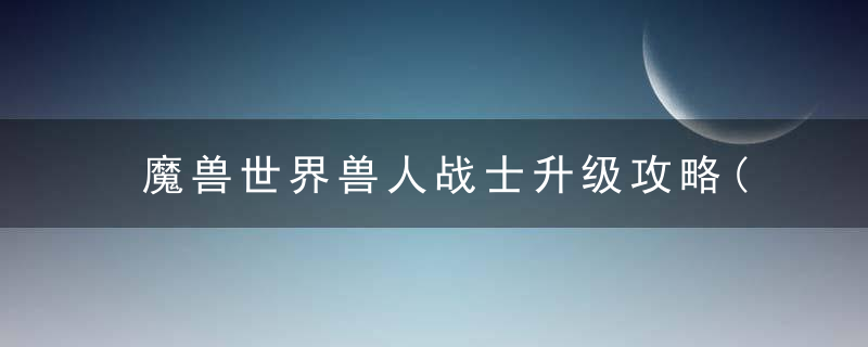 魔兽世界兽人战士升级攻略(魔兽世界怀旧服兽人适合什么职业)