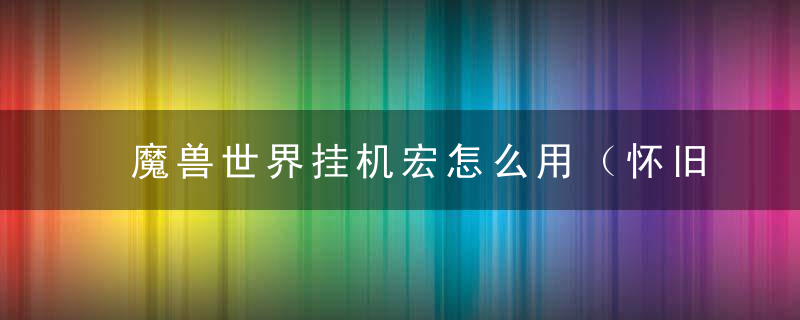 魔兽世界挂机宏怎么用（怀旧服挂机宏不掉线排队分享）