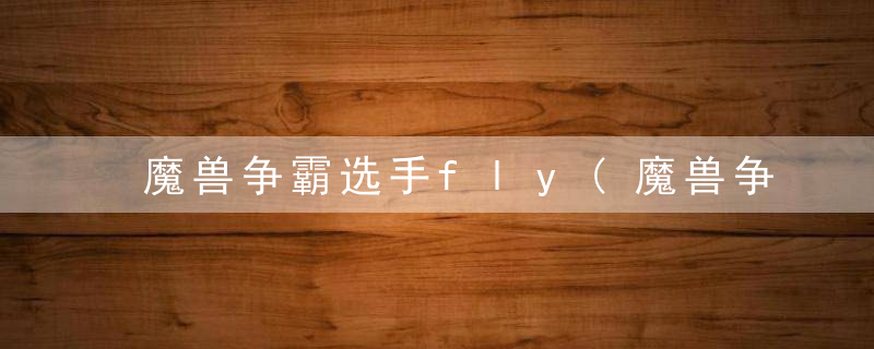 魔兽争霸选手fly(魔兽争霸选手fly图片)